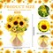 3 Pack Artificial Potted Sunflowers – Faux Sunflower Plants in Burlap Bag Pots, Small Plastic Floral Decor for Spring & Summer Home, Farmhouse, Kitchen, Office Indoor/Outdoor Table Decoration